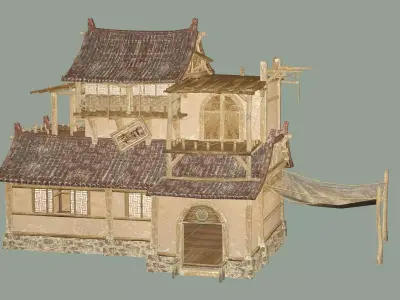Japan Asian Medieval Hut B House 3D Model Low-poly 3D model