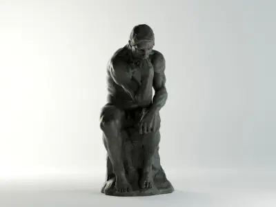 The Thinker Sculpture VR AR Mobile-ready Game-ready Low-poly 3D model
