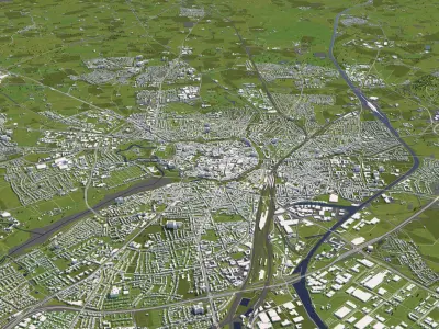 Muenster Germany 50x50km 3D City Map 3D model