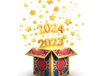 High-Quality 3D Cartoon New Year Wish Box Free low-poly 3D model