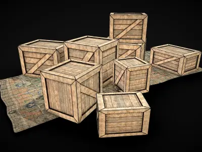 Medieval Market- Rug and Crates Free 3D model