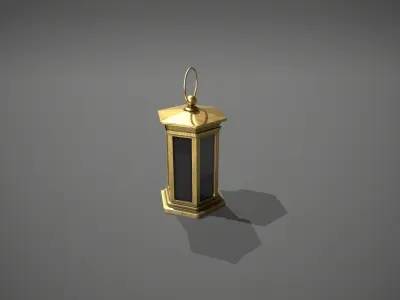 Gold Antique Lantern Low-poly 3D model