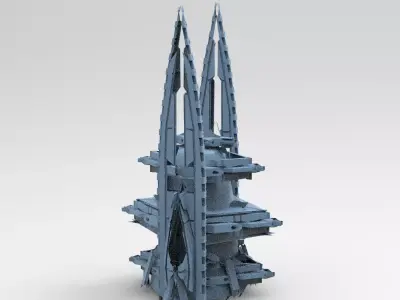 Planet side corporation logo tower  Low-poly 3D model