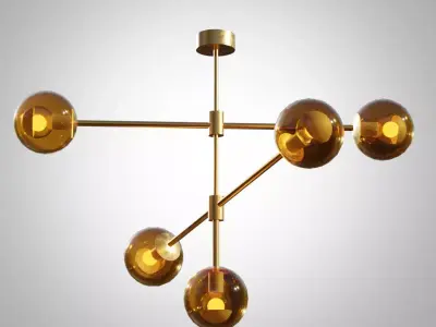 Lamp Modo Ceiling Mount 5 Globes Free 3D model