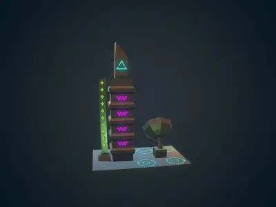 Sci-fi Building - 04 Low-poly 3D model