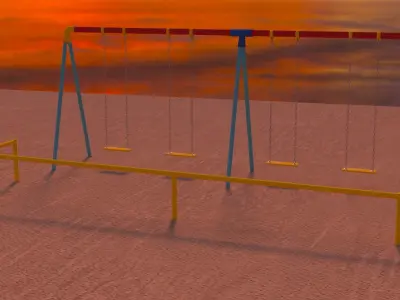 japanese playdround equipment  slide swing Low-poly 3D model