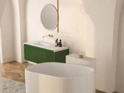 White Minimalist Bathroom Interir Scene 3D model