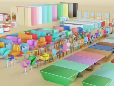 Cafe Pack - Low Poly Low-poly 3D model