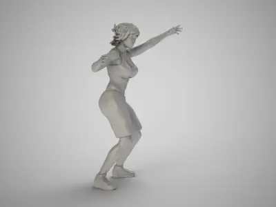 Girl Plays Street Basketball 2 3D print model