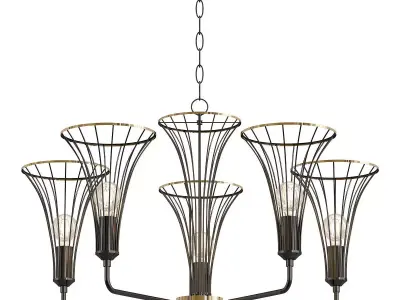 lumien chandelier with metal baskets hanging from it 3D model