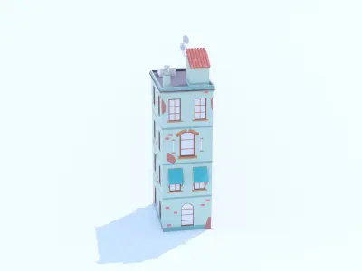 Italian Building number 1 Low Poly Low-poly 3D model