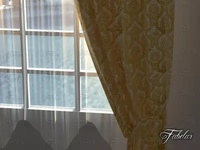 Curtains room with and window 3D model