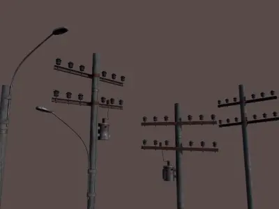 Electric Pole Low-poly 3D model