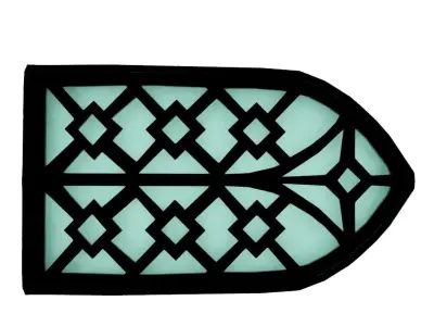 Church Window Frame and Glass Free low-poly 3D model