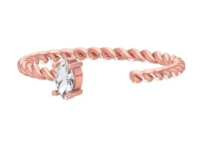 Solitaire Women Light Weight Marquise stone Twisted Band Ring 3D print model purchase