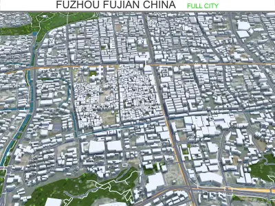 Fuzhou Fujian China 80km AI Low-poly 3D model