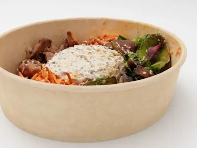 Bibimbap Korean rice dish Poke bowl lunch with rice beef cabbage 3D model