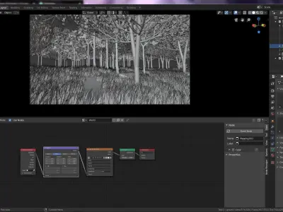 Forest with grass and trees 3D model