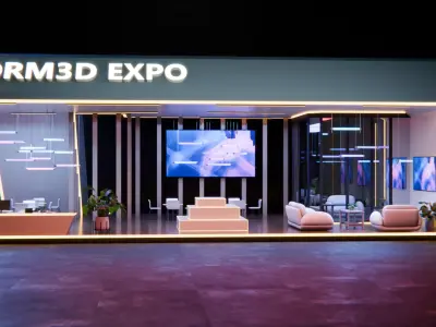 Modern Exhibition Booth Neon Event Stand with Lighting 3D model
