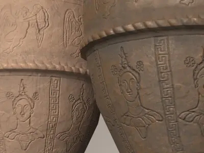 Dusty Old Ancient Ceramic Vase clay Low-poly 3D model