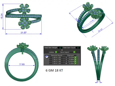 Women Ring  Render 3dm STL OBJ FBX Details 3D print model 364