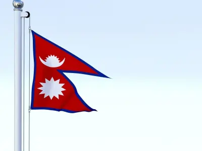 Animated Nepal Flag Low-poly 3D model