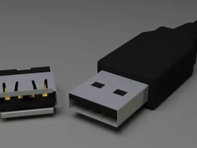 USB MODEL A MALE E FEMALE Low-poly 3D model