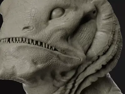 Humanoid Fish Sculpture Low-poly 3D model