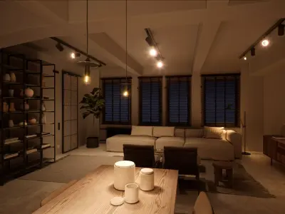UE4 NIGHT Realism Vintage Style Living Room NIGHT Scene in UE4 3D model