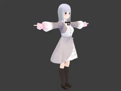 SciFi 3d anime kawaii girl character c17 Low-poly 3D model
