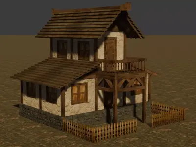 Medieval house ten 3 Low-poly 3D model