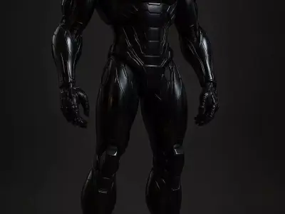 Black Battle Suit 3D Model Robot Red Glow Sci-Fi Design Low-poly 3D model