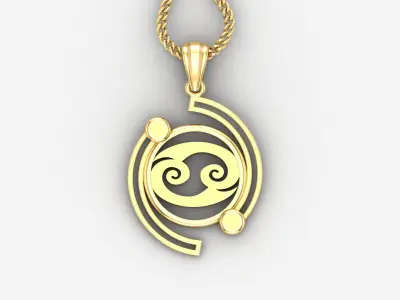 Galaxy Cancer Light Gold Pendant Version 8 3D print model