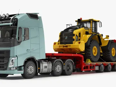  Volvo FH and Loader VOLVO L220H on Lowboy Trailer 