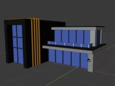 Low Poly Hi-Tech House Low-poly 3D model