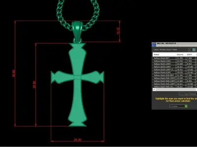 Light Gold 18K Cross Pendant 1CP048 3D print model