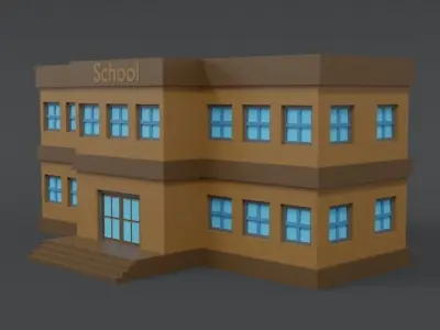 Low Poly Cartoon School Low-poly 3D model