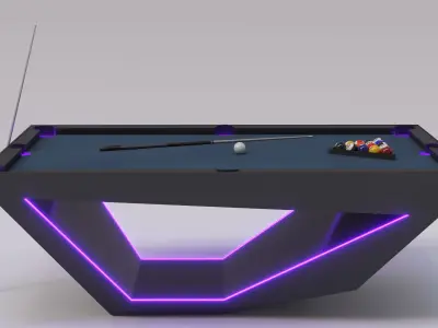 billiard Pool Table with stick and 16 balls Low-poly 3D model Low-poly 3D model