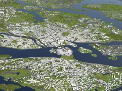 Stockholm Sweden 50x50km 3D City Map 3D model
