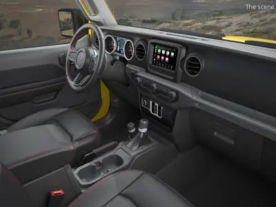  Jeep Wrangler 4x4 Trail SUV Yellow Rigged for Cinema 4D 