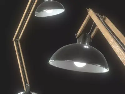 Floor Lamp Work Station II with bones with PBR Textures Low-poly 3D model