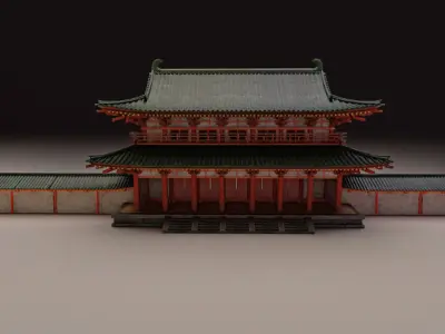 Traditional Japanese Building -Rajoumon Gate 3D model