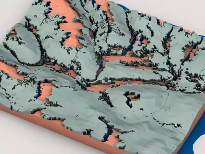 Low Poly Fantasy Landscape Terrain 3D model