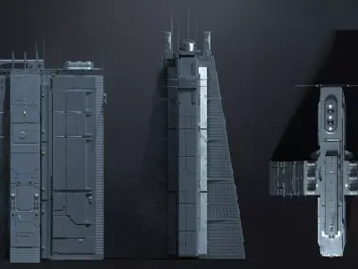 Brutalist Scifi Future Building 10  3D model