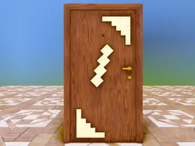 Simple Door Free low-poly 3D model