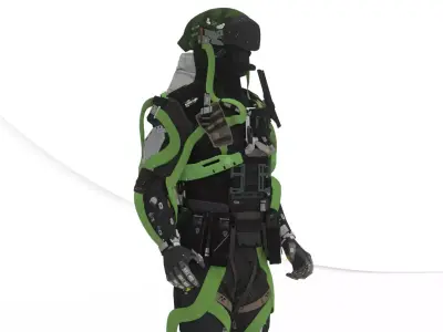 Futuristic Battle Robot 3D Model Rigged Game-Ready Low-poly 3D model