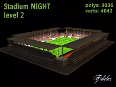 Stadium Level 2 Night Low-poly 3D model