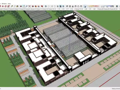 Sketchup Traditional complex and greenhouse K5 3D model