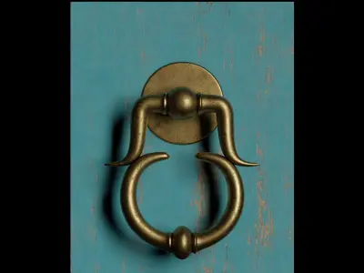 Door Handle 6 - Brass and Iron Materials 3D model