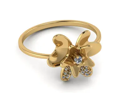 Jewelry Diamond Light Ring Flower 18 3D print model
